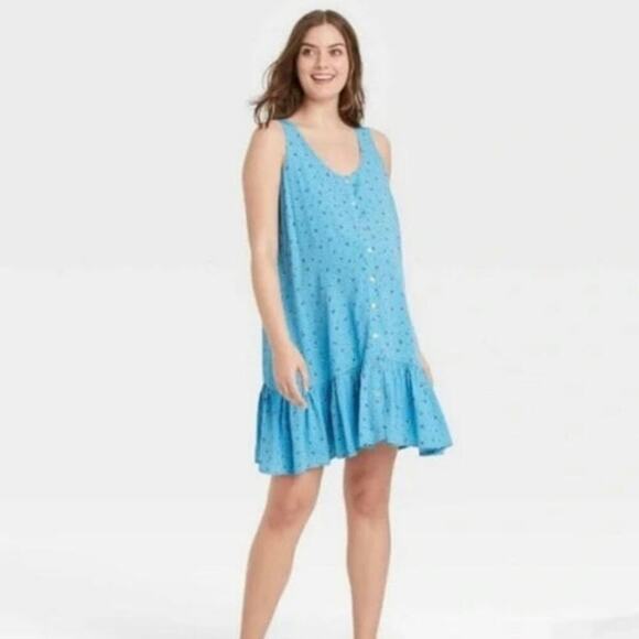 The Nines by Hatch Sleeveless Crepe Maternity Dress Blue Floral Print, sz Small - Picture 14 of 14